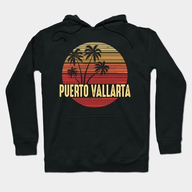 Puerto Vallarta Mexico Vacation Palm Trees Hoodie by FilsonDesigns